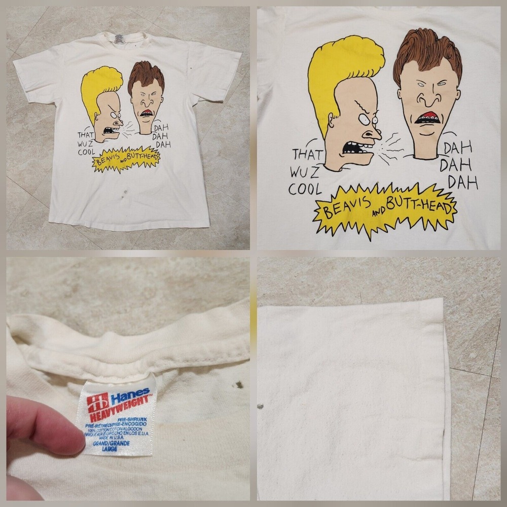 VTG 90s Beavis And Butthead Mens L Large Single Stitch Hanes MTV Promo T Shirt